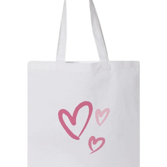 Bags | Pink Heart Design Tote Bag | Poshmark